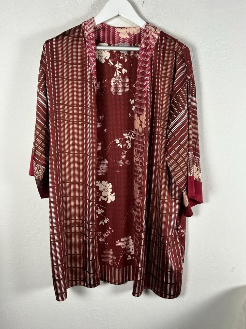 Chico's Travelers Womens Size 2 US 12/14 Open Front Asian Inspired Kimono Jacket